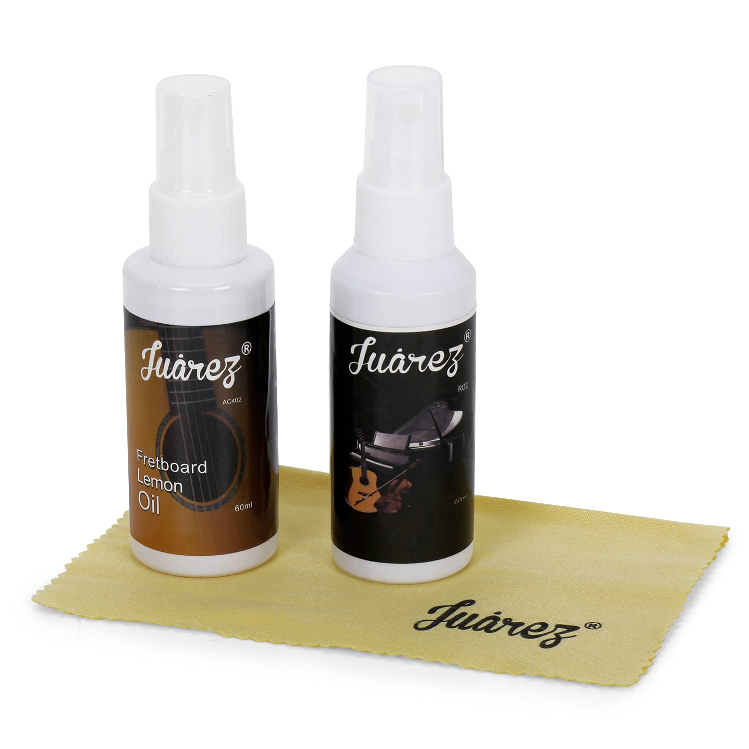 Juarez Guitar Cleaning Kit  100Ml Lemon Oil For Fretboards & 60Ml Wax Water Polish For Guitar Body + Microfiber Cloth  For Acous