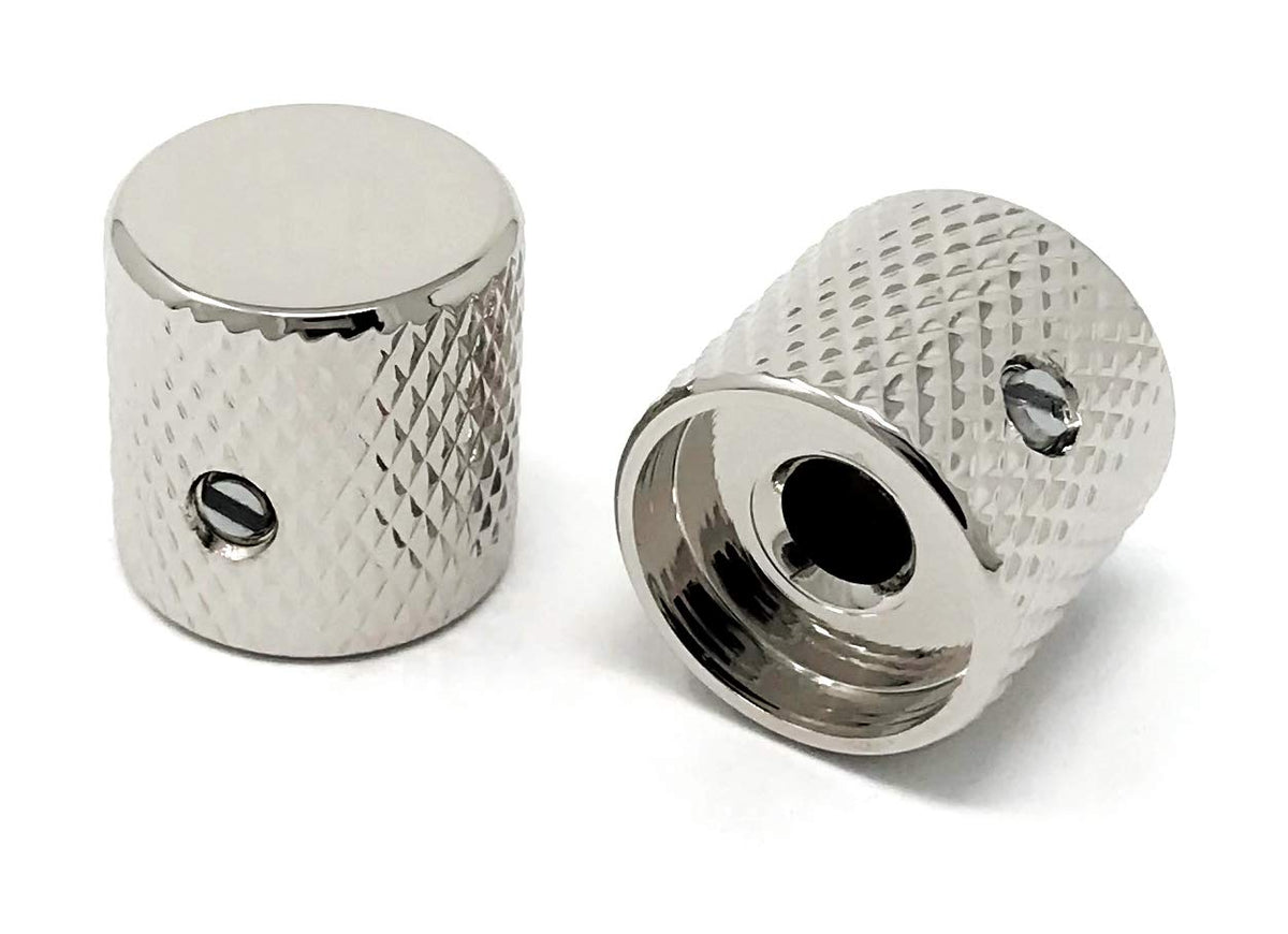 Vintage Forge Nickel Metal Flat Top Barrel Knobs For Electric Guitar And Bass (Set Of 2) 6Mm Shaft With Set Screw Bk30M-Nkl