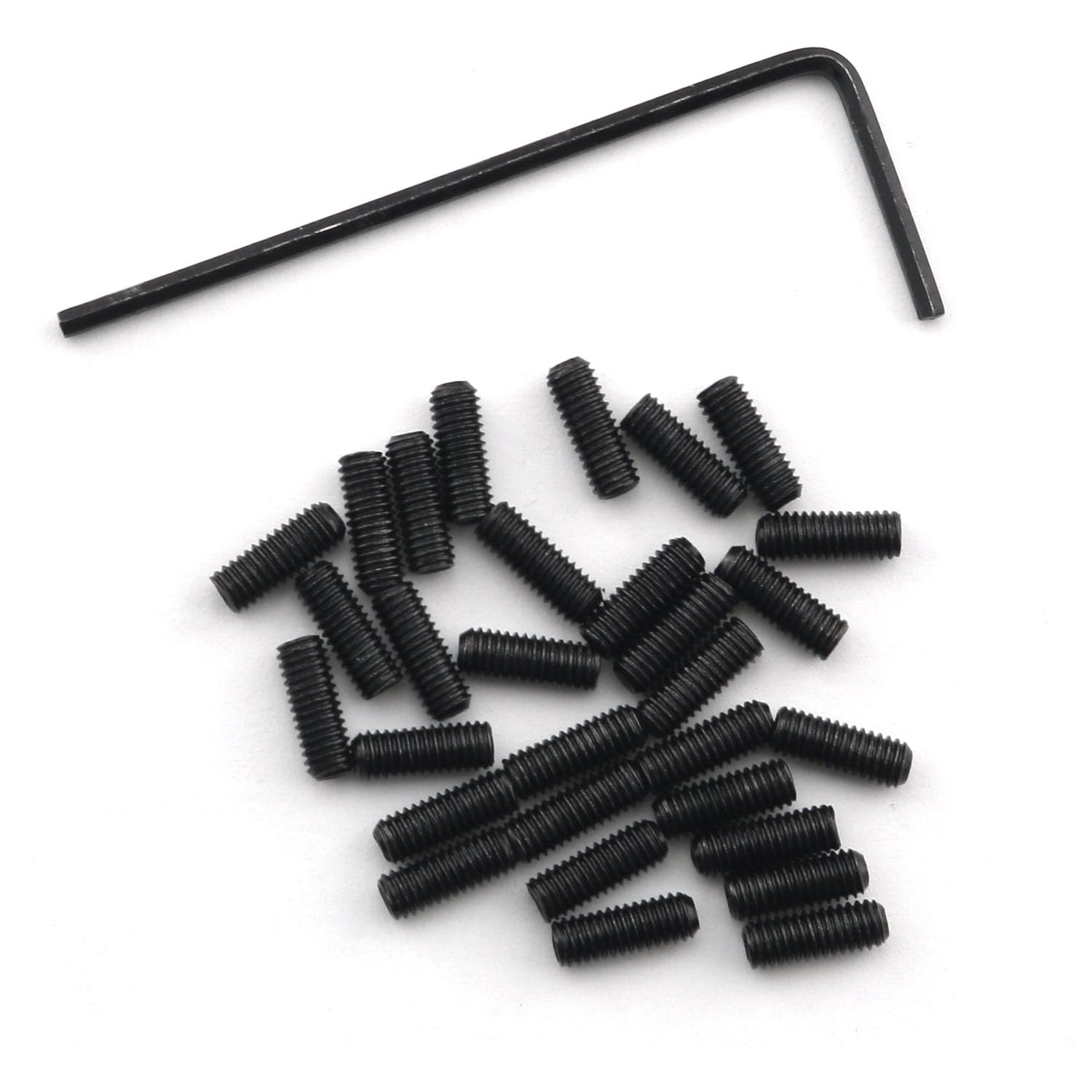 Dgbrsm 30Pcs M3X8 Metric Black Guitar Bridge Saddle Height Adjustment Screws Stainless Steel Guitar Bridge Saddle Height Adjustm