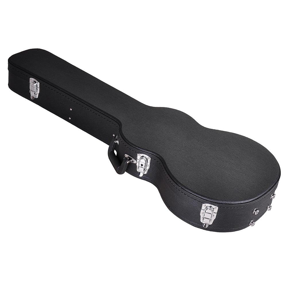 ZeHuoGe Wood Les Paul Style Electric Guitar Case with Foam Padding & Oft Plush Interior, Black PU Surface Sturdy Chrome Latch Fa