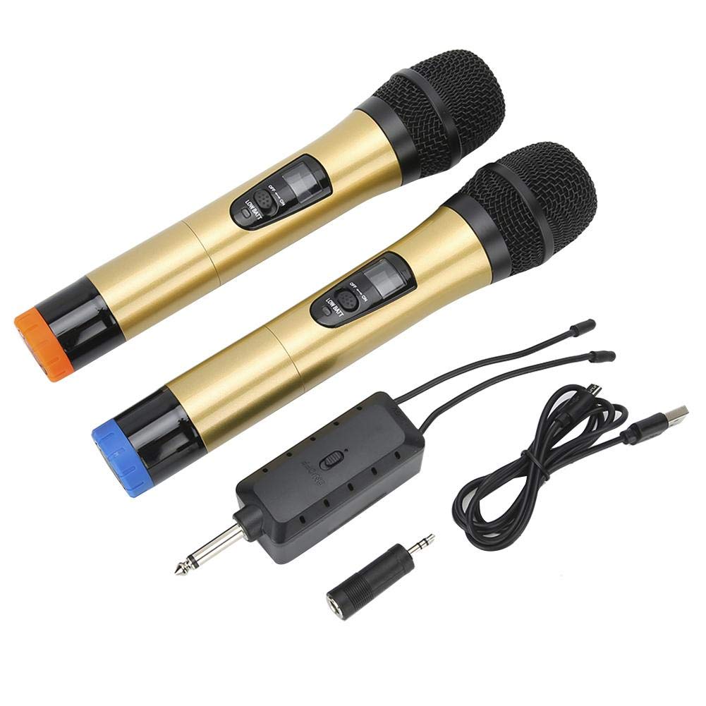 Careflection || 1 Turn 2 Vhf Microphone Set Wireless Microphone Set, Ktv Wireless Microphone For Speech For Home Ktv Singing
