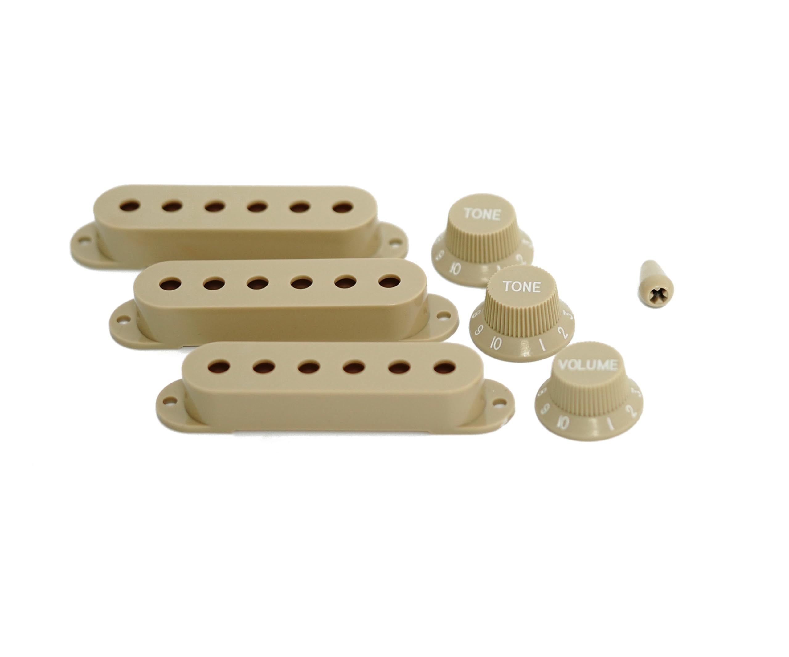Guyker 3Pcs Plastic Guitars Single Coil Pickup Covers (52Mm Pole Spacing) & 1 Volume 2 Tone 1V2T Switch Knobs & Switch Tip Cap P