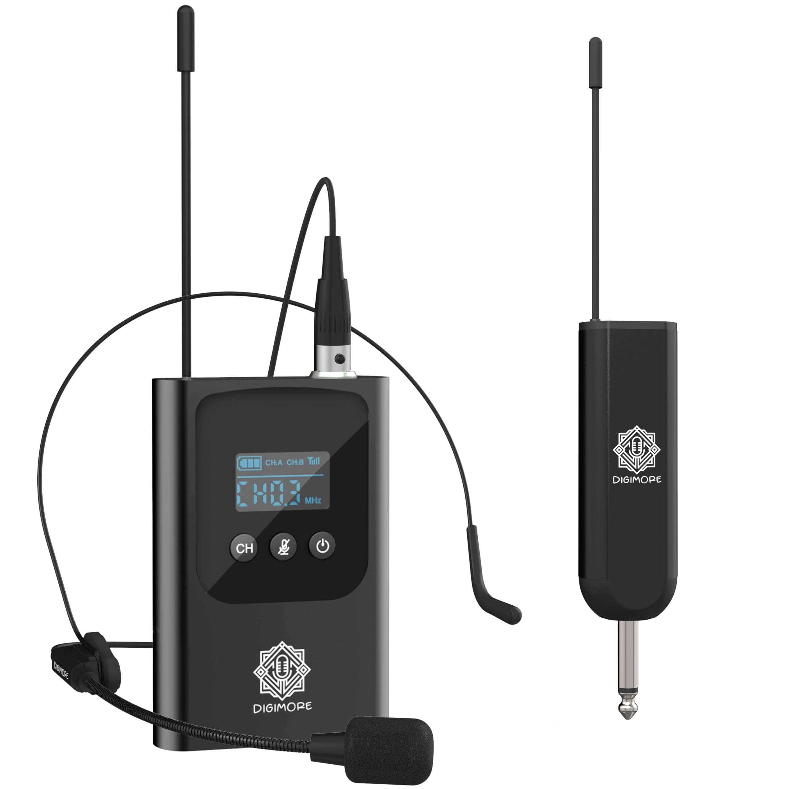 Digimore Uhf Wireless Headset Mic | 3-Pin Mini Xlr Mic | 12Hrs Battery | 160Ft Range | Type-C | 5 Channels | 