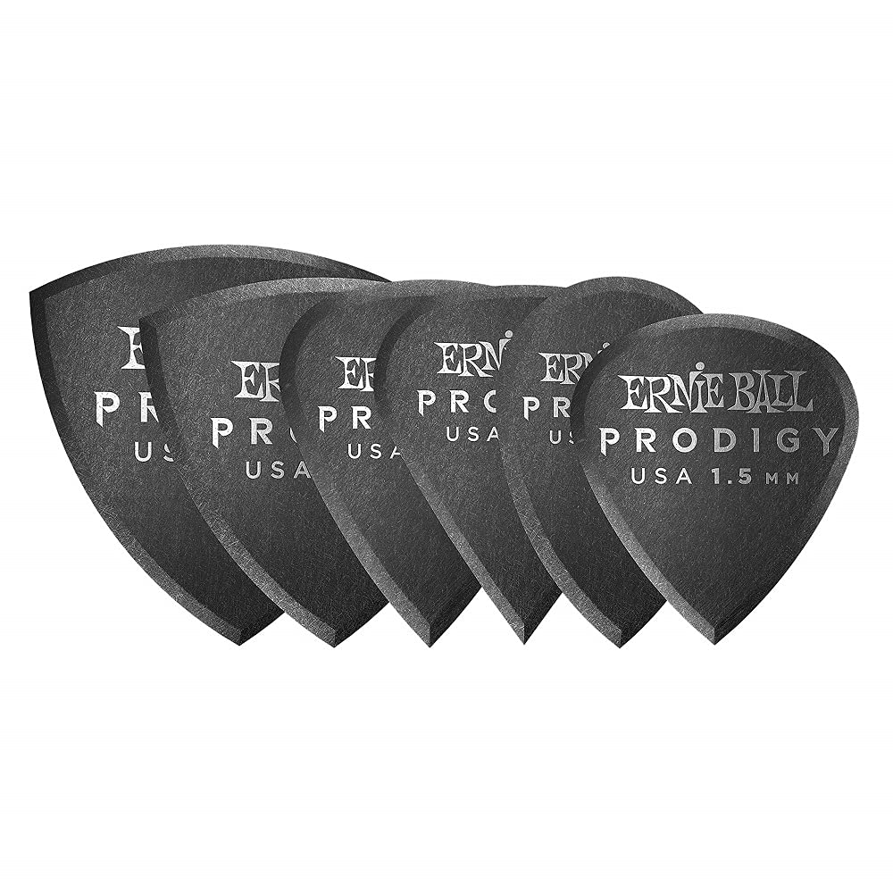 Ernie Ball Prodigy Guitar Picks, Multipack, Black 15Mm, 6-Pack (P09342)