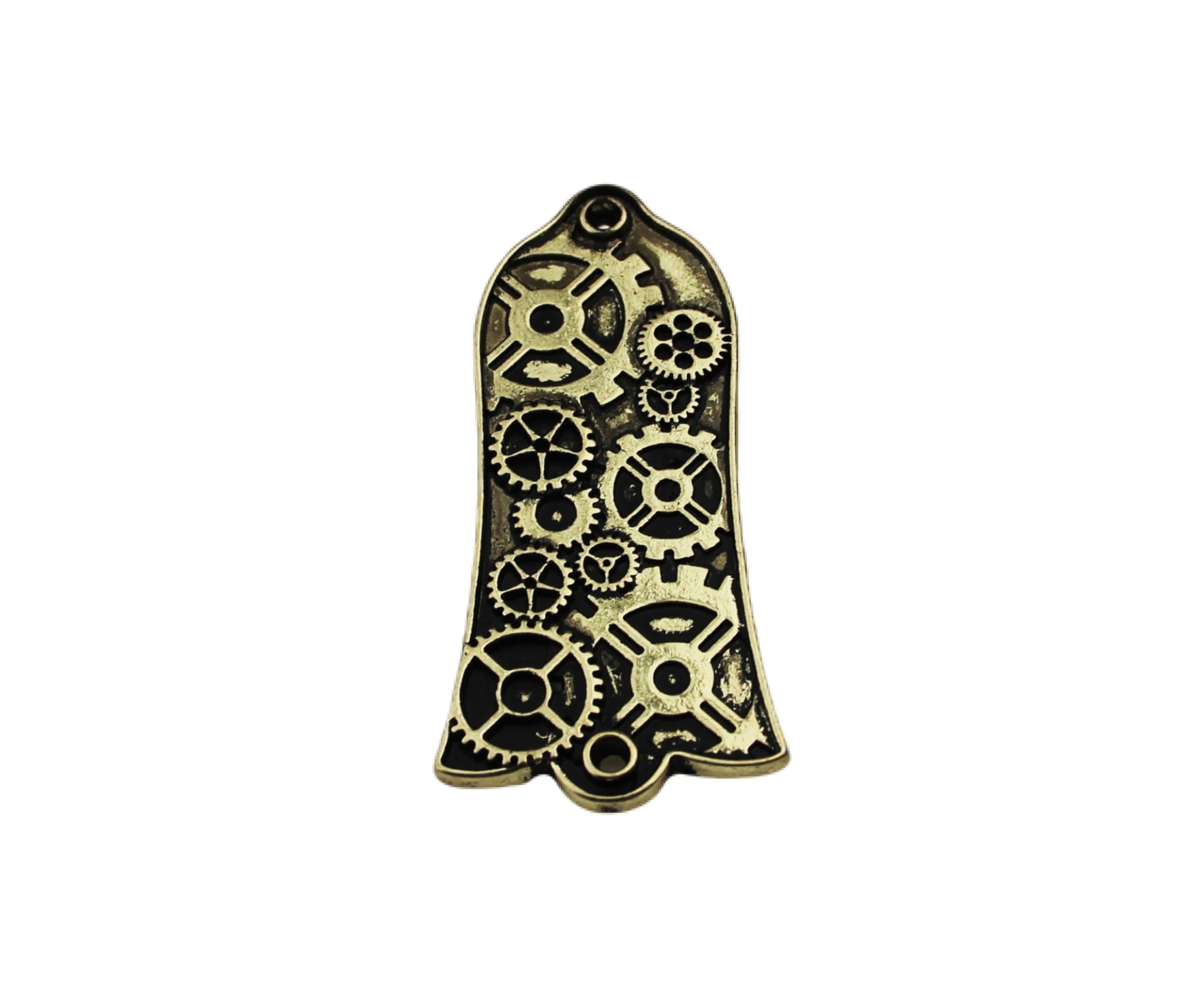 Guyker 1 Pcs Guitar Head Cover 2 Holes, Zinc alloy Guitar Truss Rod Cover for LP Style Guitar Accessories Parts, Gear Pattern JA
