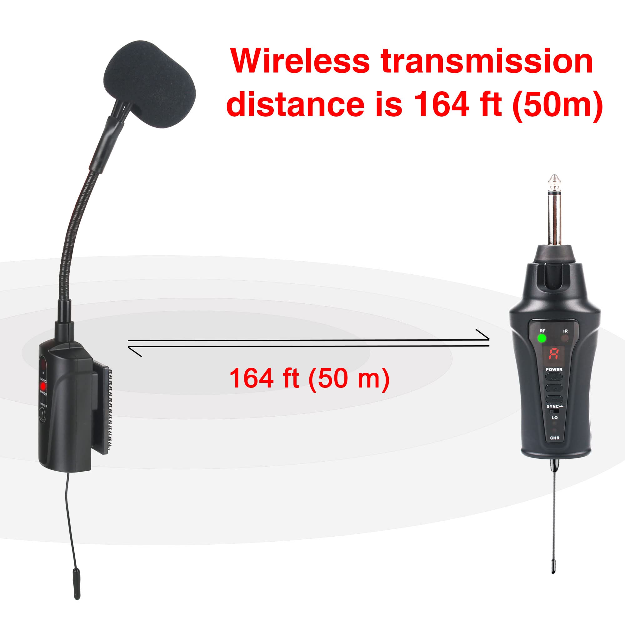 MAMKOES at-5 Wireless Guitar Microphone UHF Mic Instrument Condenser Pick Up Receiver and Transmitter System for Classical and A