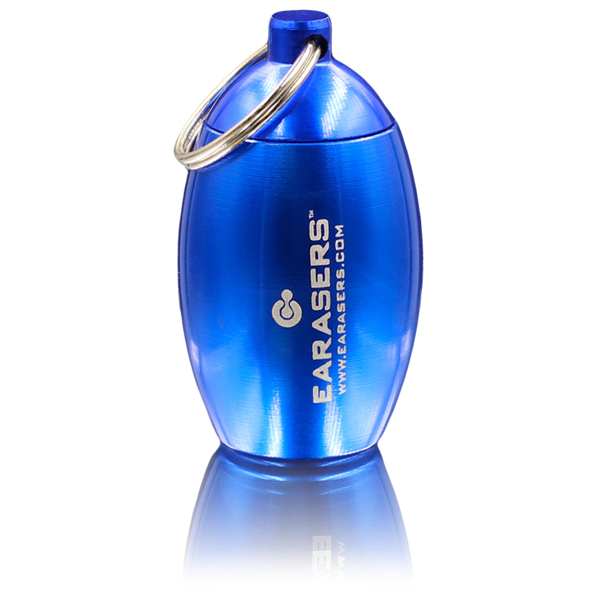 Earasers Earplugs Keychain Carrying Case - Aluminum Waterproof Ear Plugs And Pills Holder (Blue)