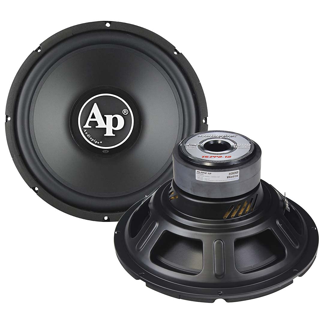 Audiopipe TS-PP2-12 Subwoofer 12-inch Woofer 300 Watts RMS 1000 Watt Max Impedance 4 Ohms Voice Coil 2    4-Layers Kapton