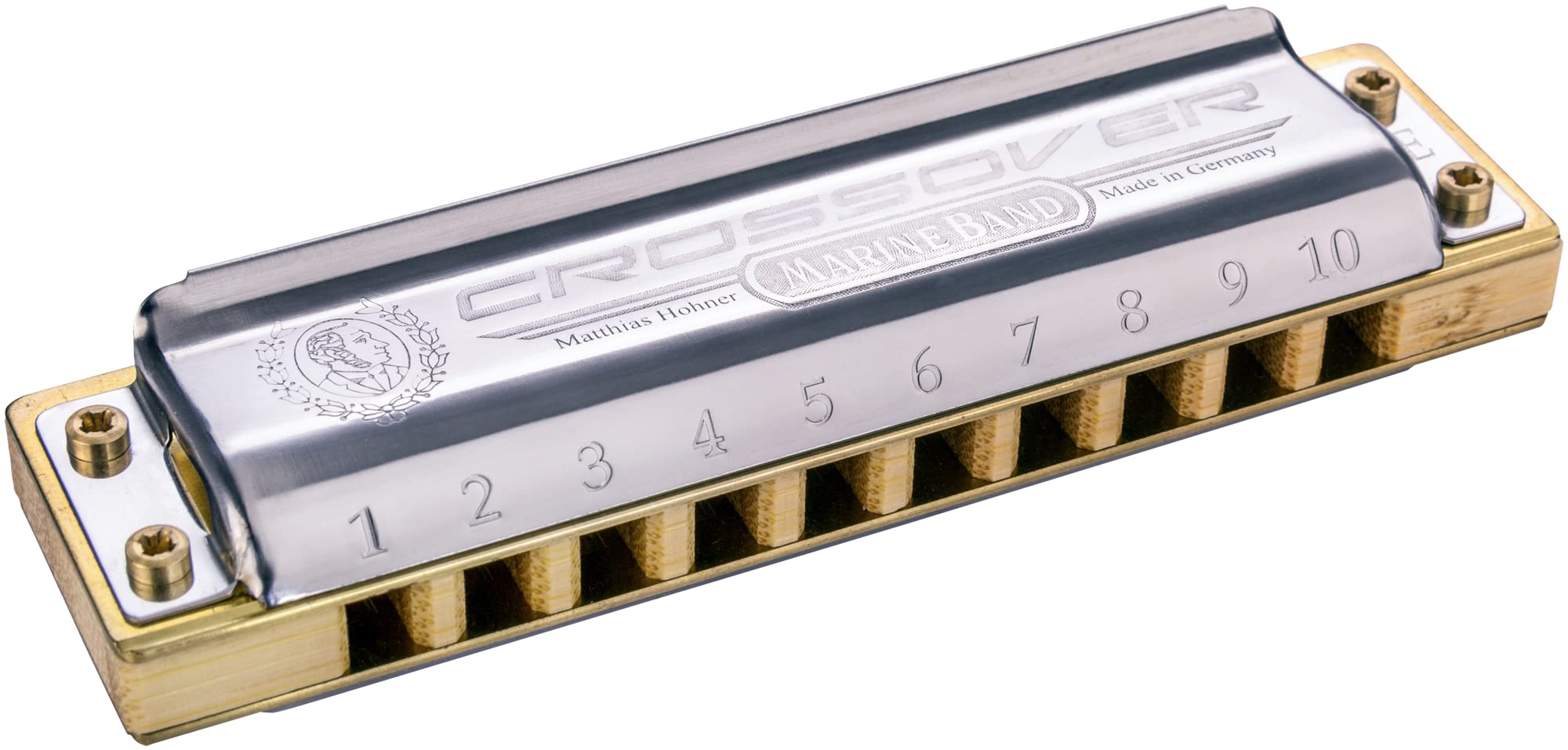 HOHNER M2009BX Marine Band Crossover Harmonica, Key of A, Stainless steel (M2009BX-A)