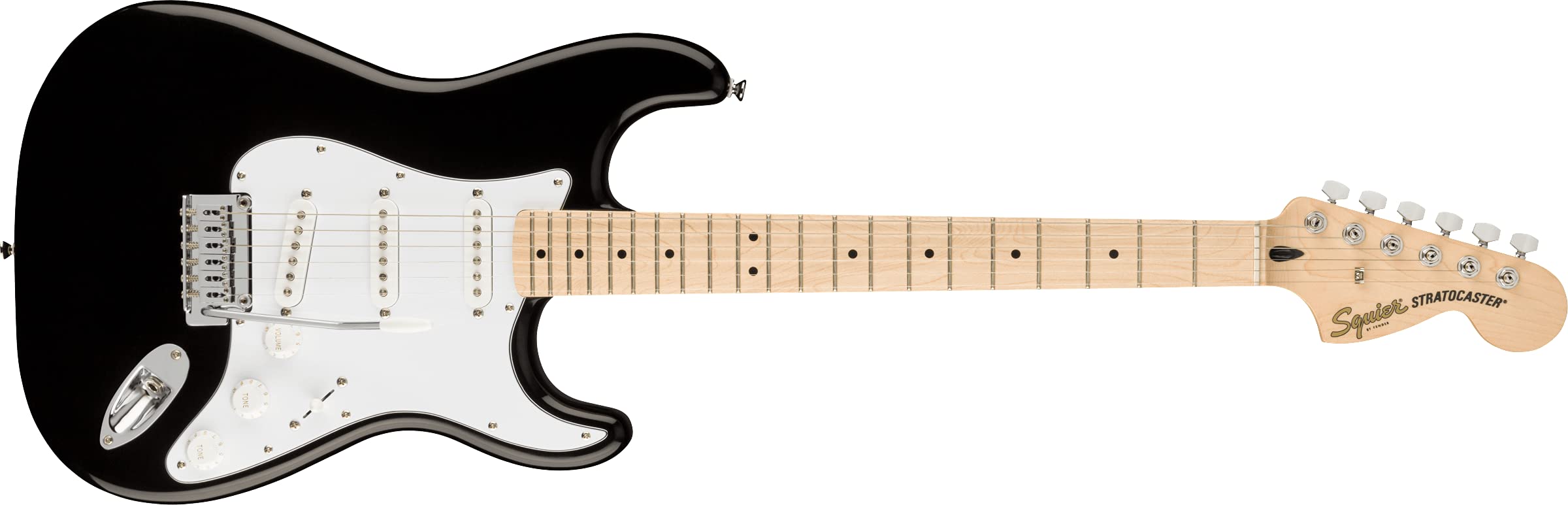 Squier Affinity Series Stratocaster Electric Guitar, Black, Maple Fingerboard