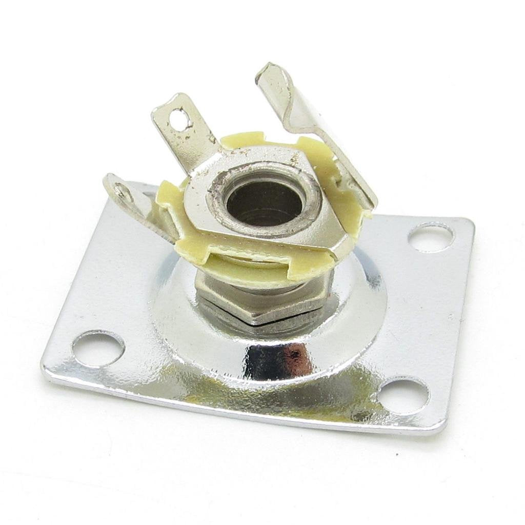 Chrome Square Style Jack Plate Guitar Bass Jack 6.35mm Output Input Jack