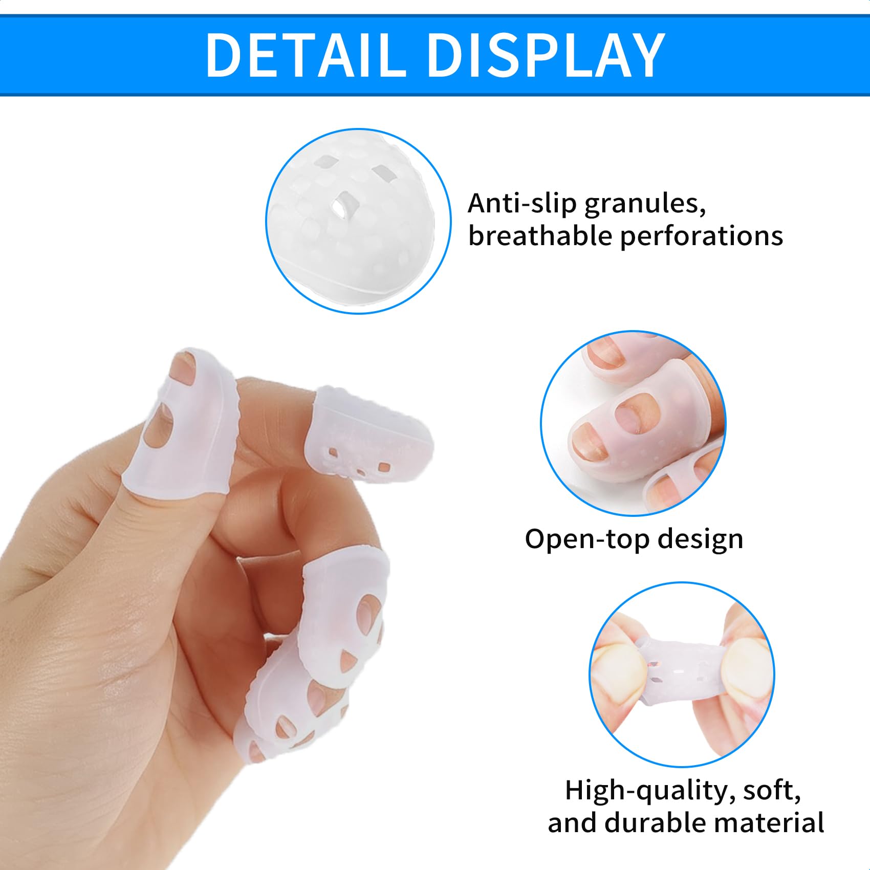 VBHHY 50pcs Guitar Silicone Finger Protectors, Guitar Fingertip Protector Caps in 5 Sizes for Beginner Playing Electric Guitar a