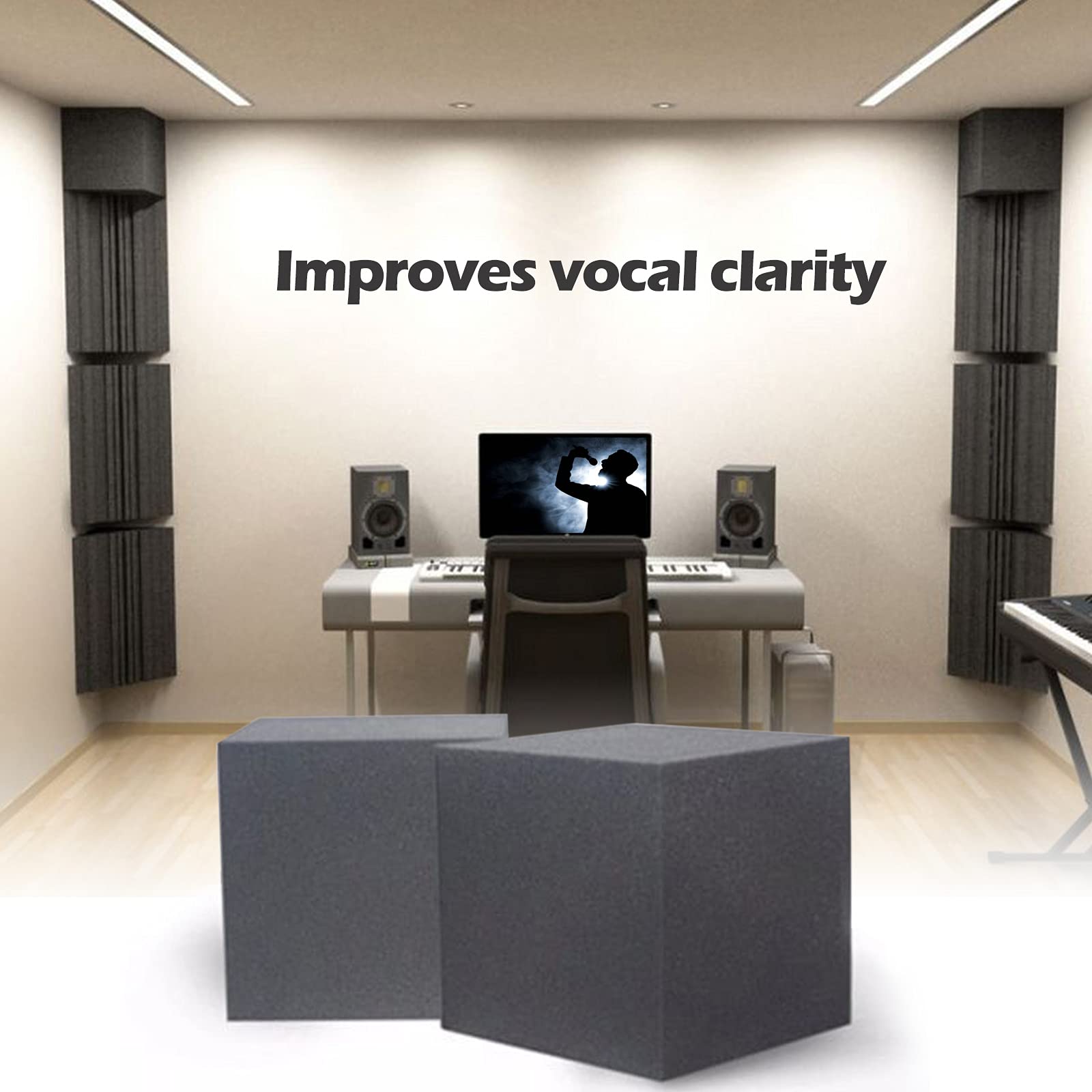 Bass Trap 7.8 x 7.8 x 7.8 Inchs, Bass Traps Acoustic Foam Corner, Acoustic Panels Sound Absorbing