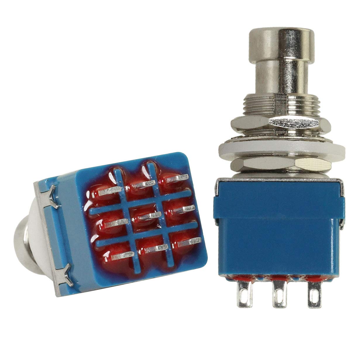 Meetoot 2Pcs 9 Pin 3Pdt Effector Button Brush Box True Bypass Guitar Effects Pedal Box Stomp Foot Metal Switch