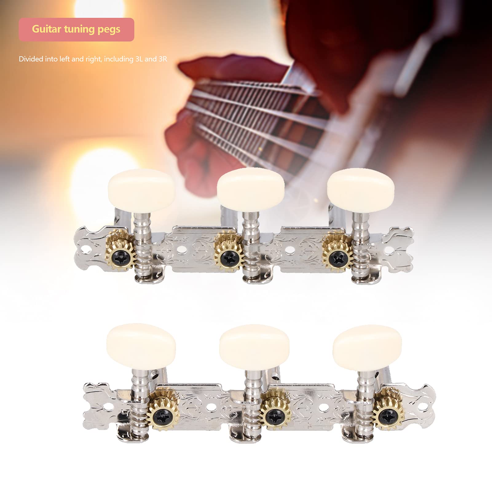 Guitar Tuning Peg, 3R 3L Guitar Tuner Pegs Dual Holes Machine Heads Tuners for Acoustic Folk Classical Guitars Replacement Tuner
