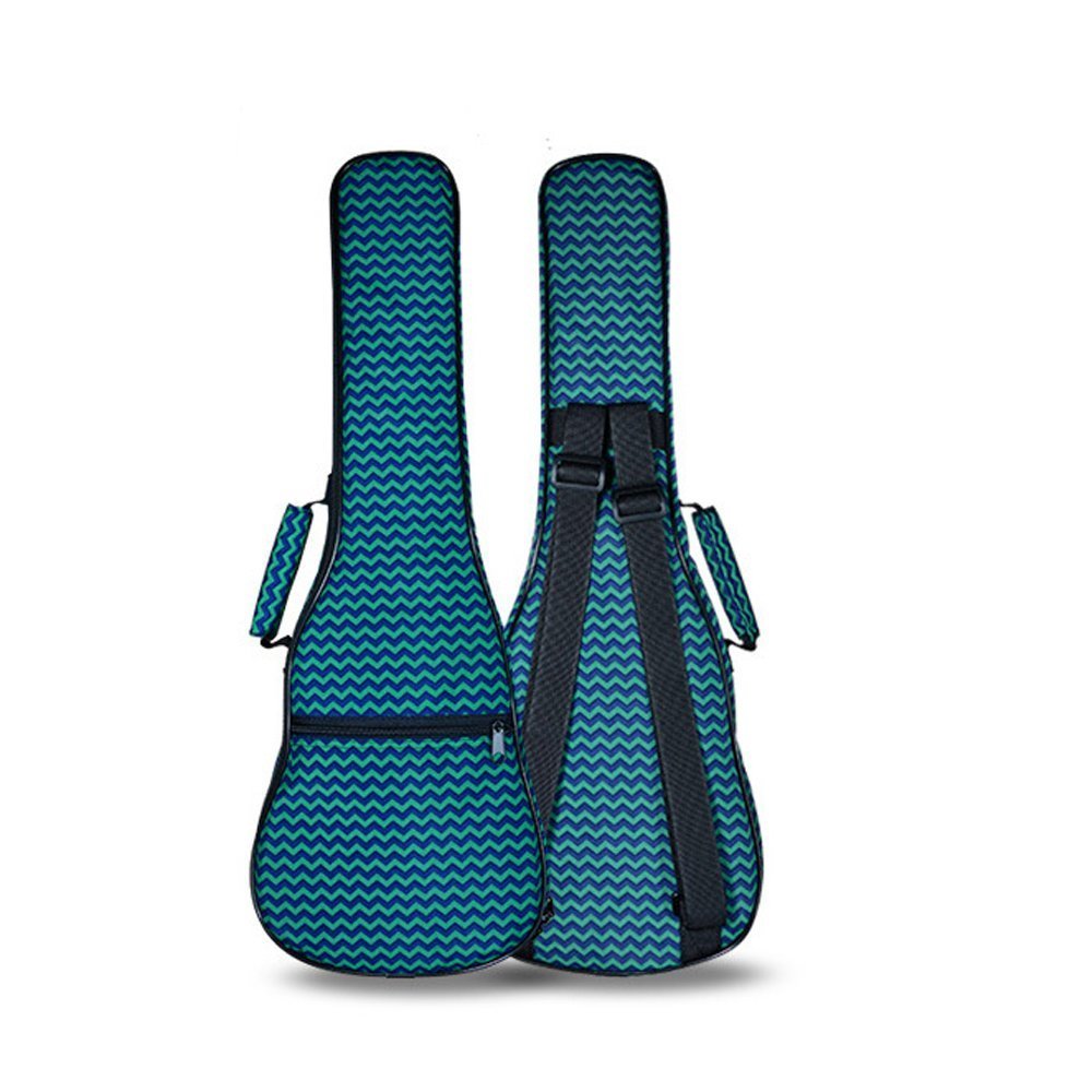 HOT SEAL 10MM Sponge Padding Waterproof Durable Colorful Conventional Ukulele Case Bag with Storage (21 Inch, Green Waves)