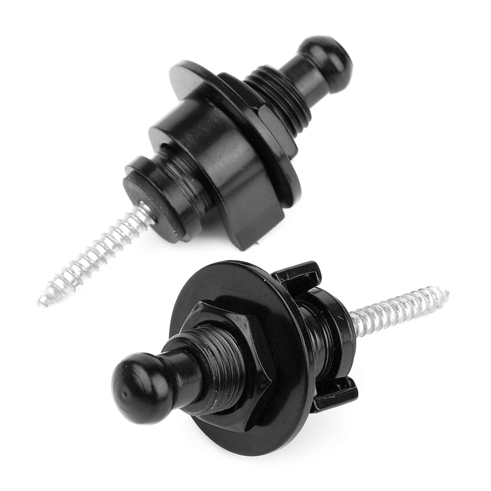 Eison Guitar Strap Locks and Buttons Security Quick Release Straplocks Strap Retainer System Nickel (2 Pieces Pack) (Black)