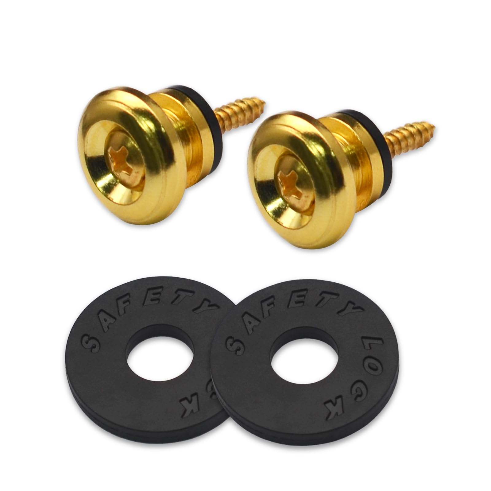 Maxcheer 2Pcs Mushroom Style Guitar Ukulele Bass Strap Lock Lock Metal Music Parts (Gold)