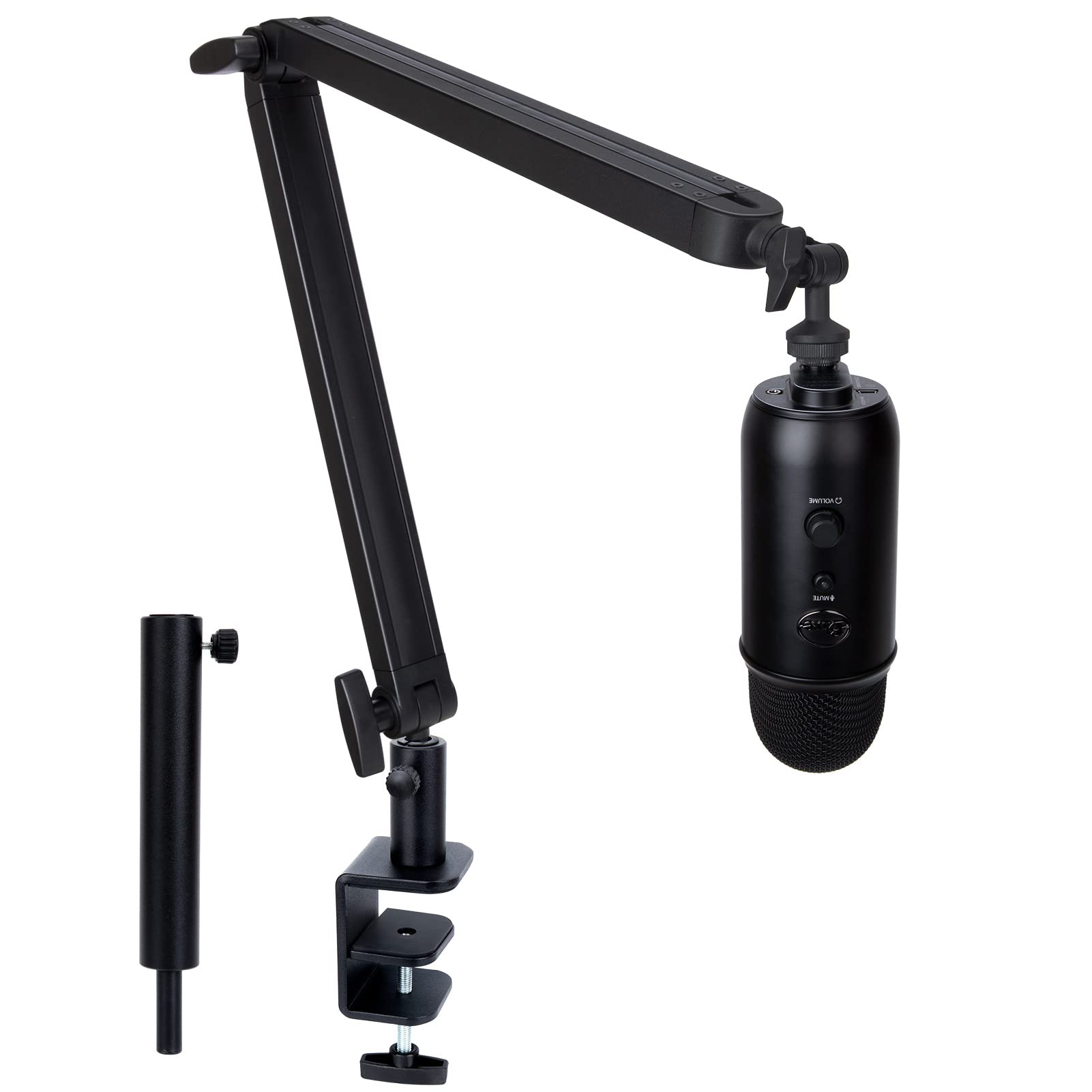Blue Yeti Boom Arm with Extension Tube - Mic Boom Arm Compatible with Blue Yeti, Adjustable Boom Height Microphone Stand Mic Arm