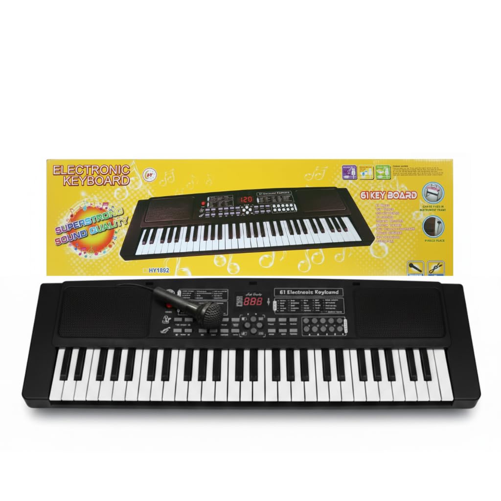 Ninos Worlds 61-Key Electronic Keyboard Piano For Beginners, Portable Music Keyboard With Built-In Speaker, Microphone, Usb Powe