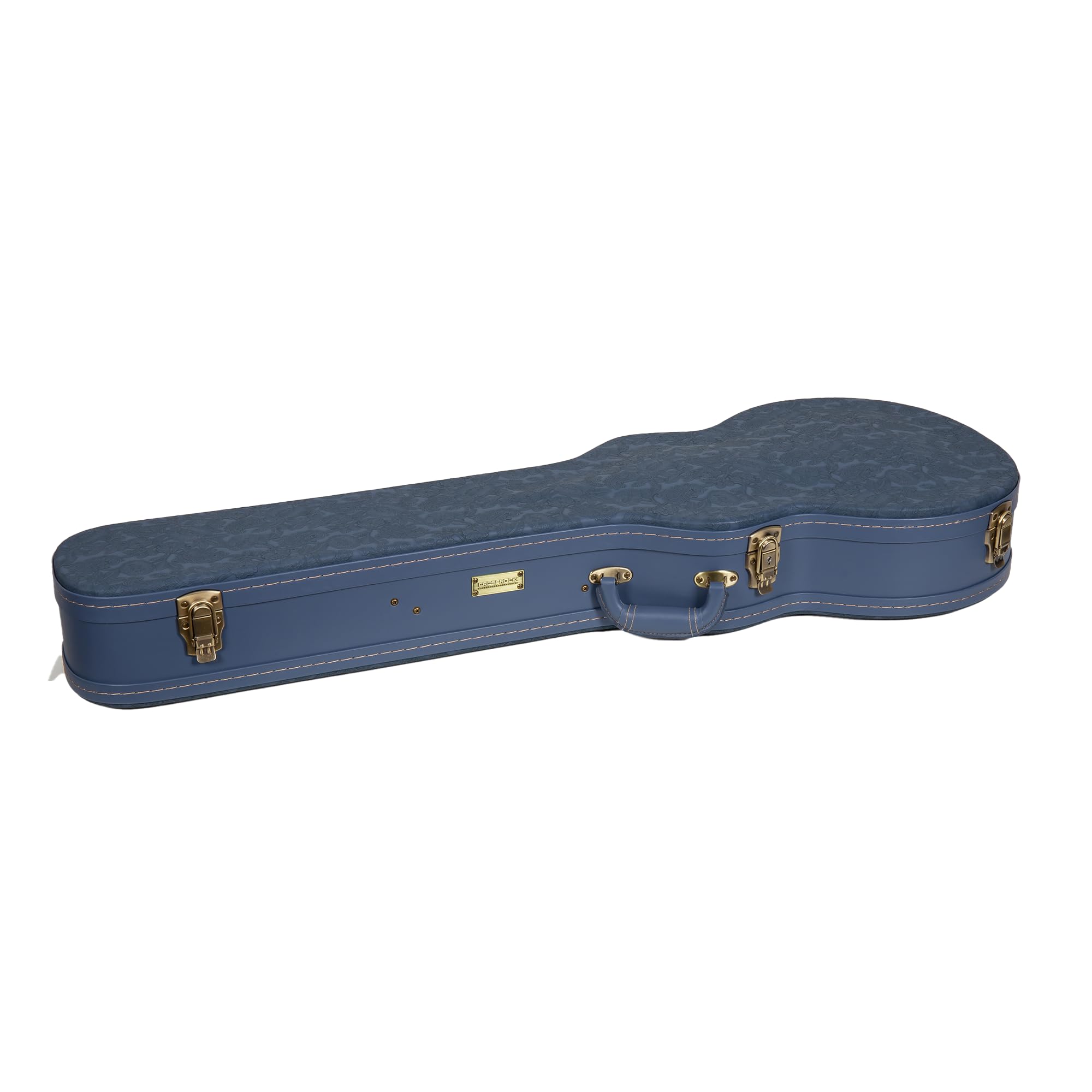 Crossrock Relief Series Les Paul Guitar Case for Single-Cut Electric Guitars | Carved Smoke Blue Finish, Monochrome Blue Velvet
