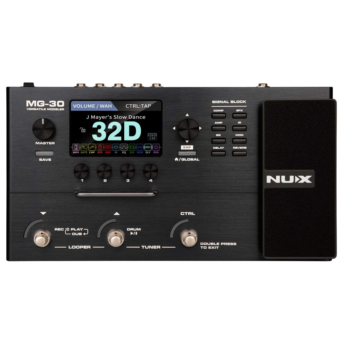 Nux Mg-30 Guitar Multi-Effects Pedal Guitar/Bass/Acoustic Amp Modeling Processor, Ir Loader, White-Box Algorithm, Efx Routing, 4