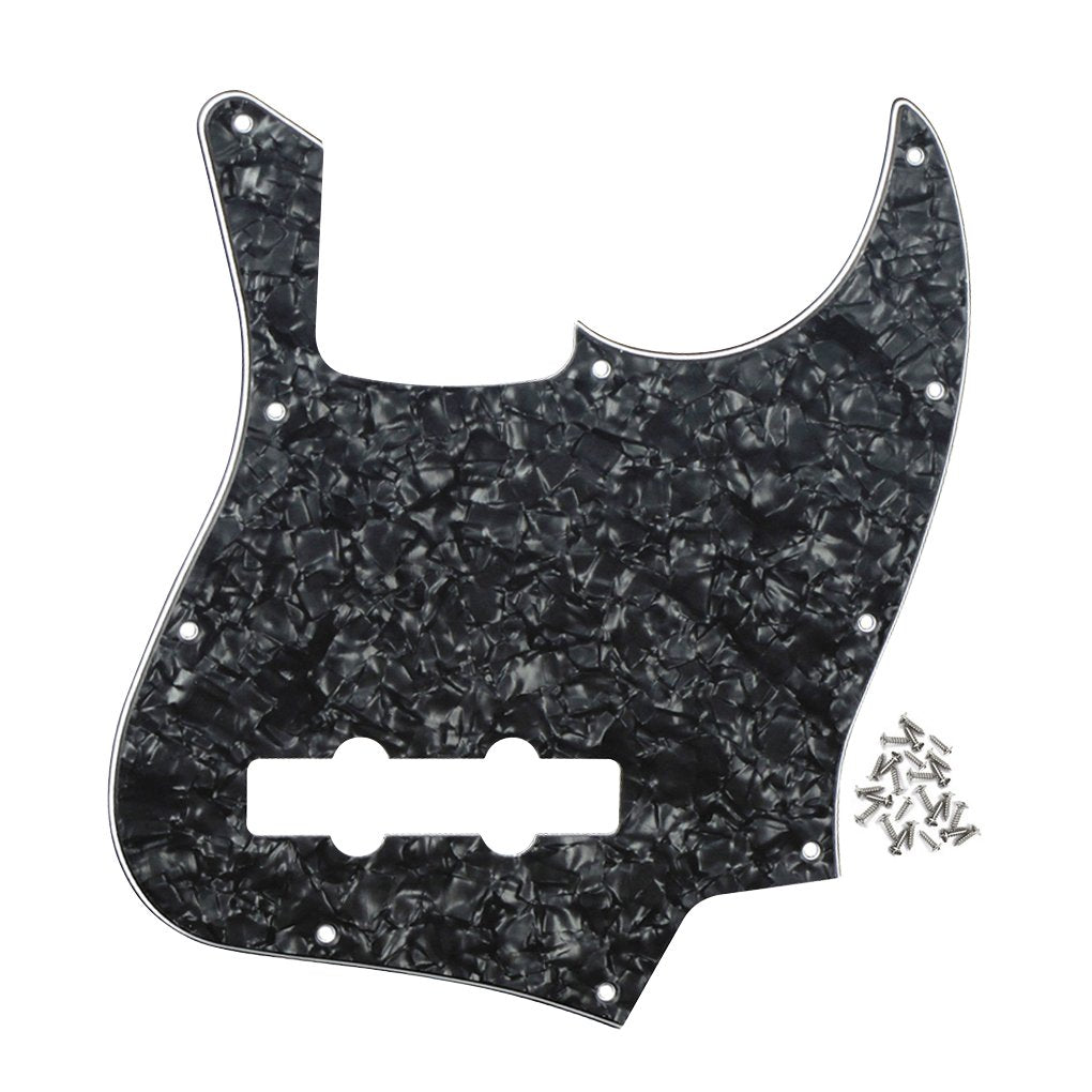 Fleor 10 Hole J Bass Pickguard Scratch Plate Pick Guards For 4 Strings American/Mexican Standard J Bass Part, 4Ply Black Pearl