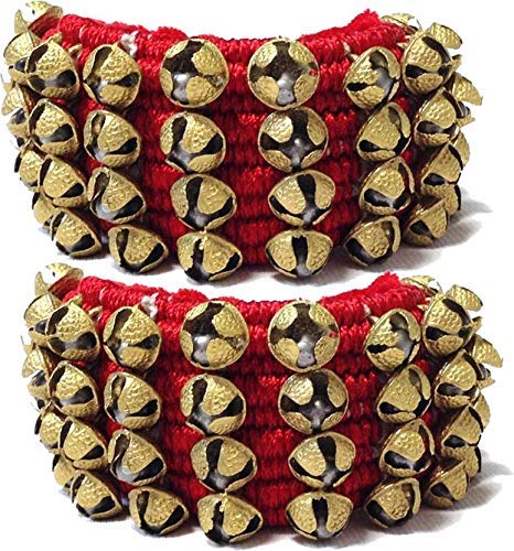 Sai Musical Ghungroo 4 Line Red Cloth Pad Kathak Odissi Bharatanatyam Ghungroo