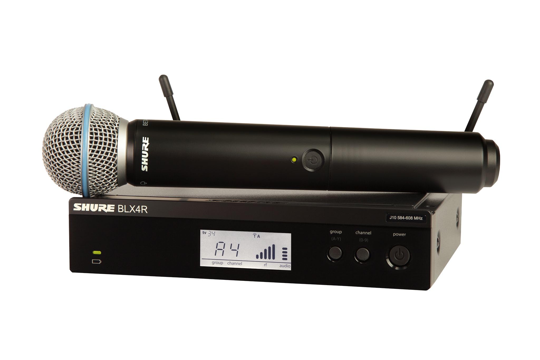 Shure Blx24R/B58 Wireless Microphone System - 14-Hour Battery Life, 300 Ft Range, Uhf | Beta 58A Handheld Vocal Mic, Single Chan