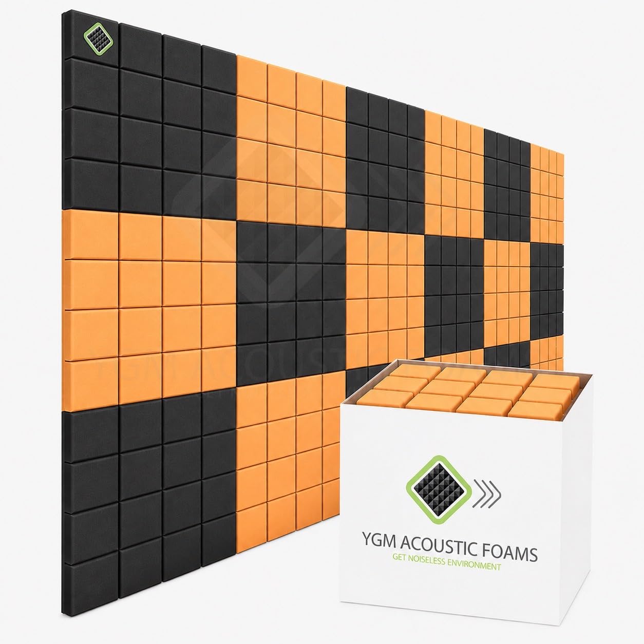 Ygm Acoustic Foams Turbo Acoustic Panels 1 Foot1 Foot2 Inch Thick, 50 Density Acoustical Sound Proof Foam For Room, Studio, Echo