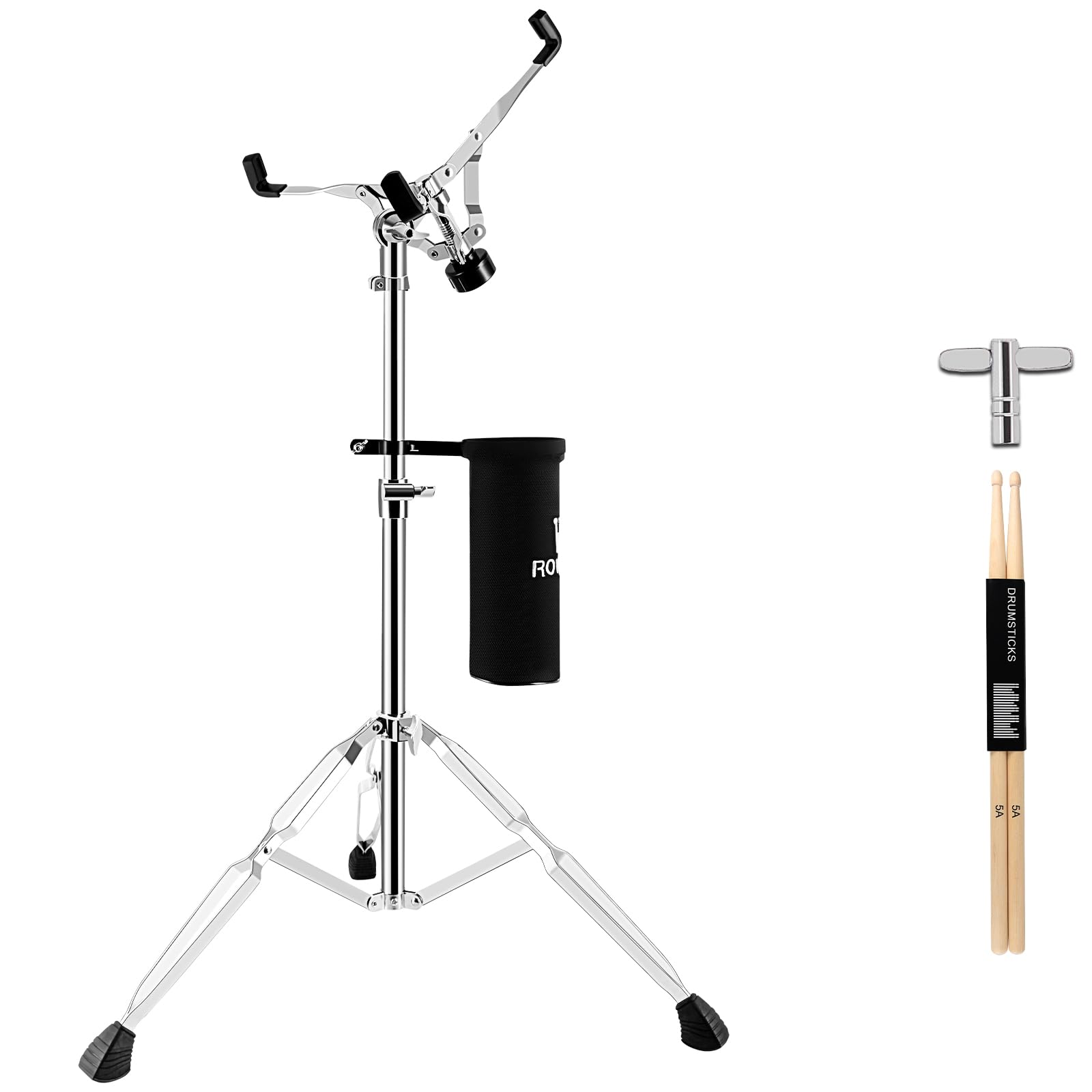 ROWELL Snare Drum Stand Snare Stand with Drum Sticks Double Braced Snare Stand Fit for 10 to 14 Inch Snare Drum and Practice Pad
