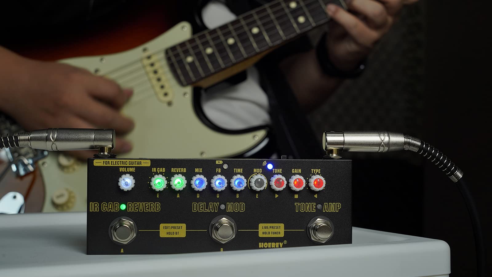 HOEREV Multi Effects Guitar Pedal Delay Reverb Phase Chorus Distortion Overdrive Multi Effects Pedal for Electric Guitar Built-i