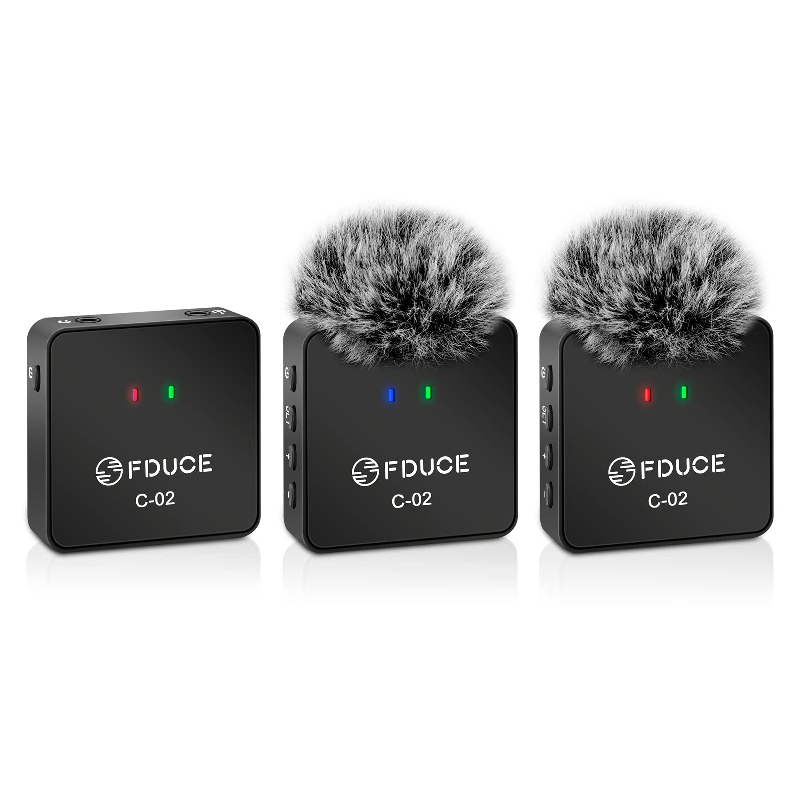 FDUCE UHF Wireless Lavalier Microphone System, Compatible with Phones and Cameras for YouTube, Tiktok, Interview(Dual Transmitte