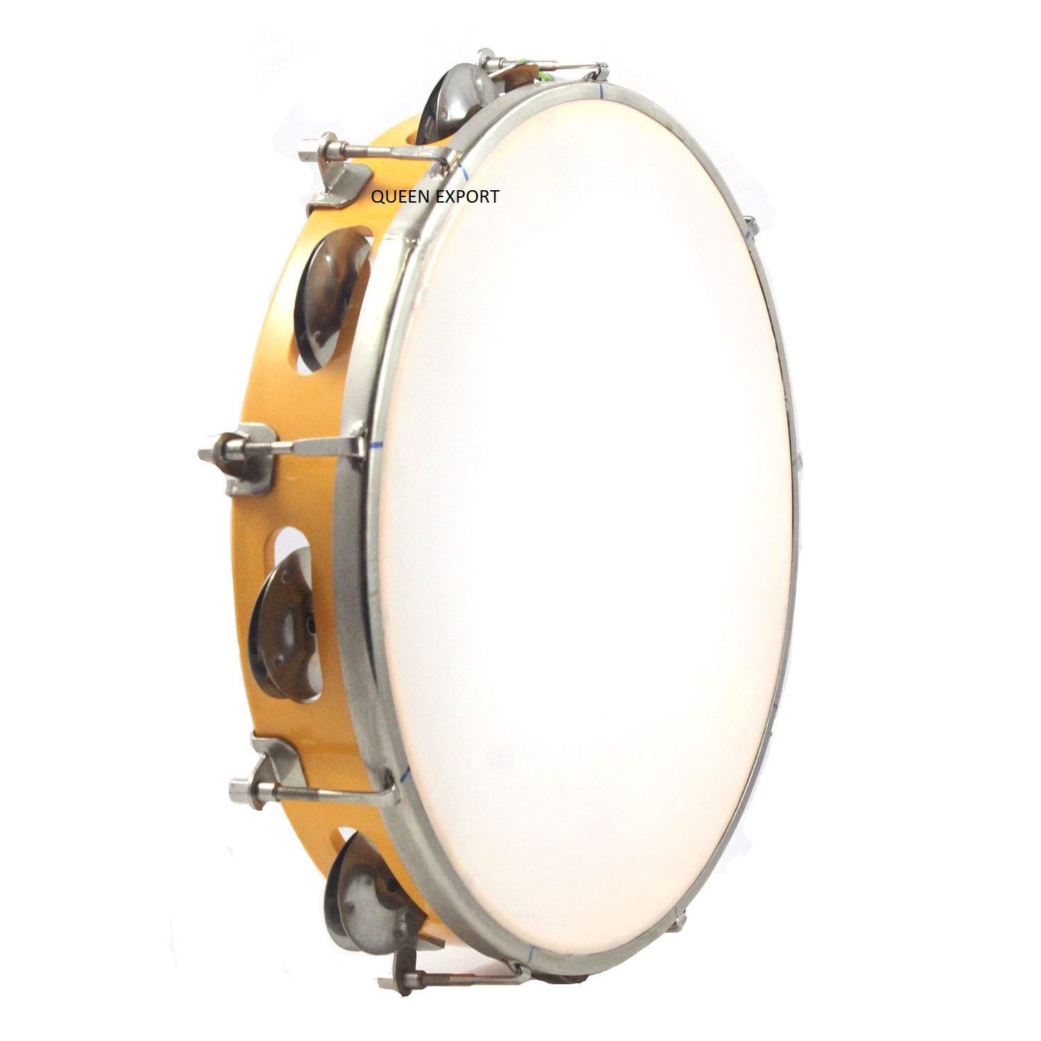 Sai Musicals Tambourine/Kanjira/Dafali Hand Percussion Musical Instrument Fibre Daffli - Yellow - With Head