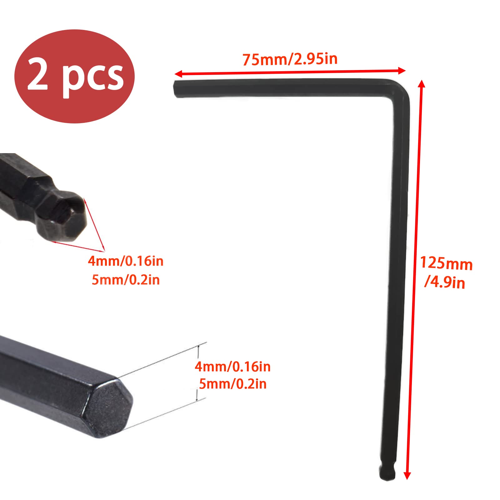 Cheerock Guitar Truss Rod Wrench, 4mm and 5mm Allen Wrench, Extended Ball Head Hex Key for Adjusting Guitar Necks, Guitar Tools