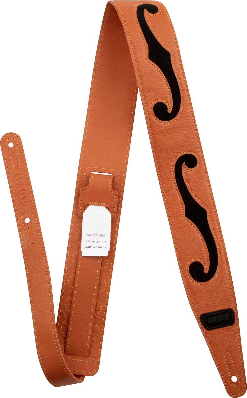 Gretsch Orange/Black Leather F Hole Strap