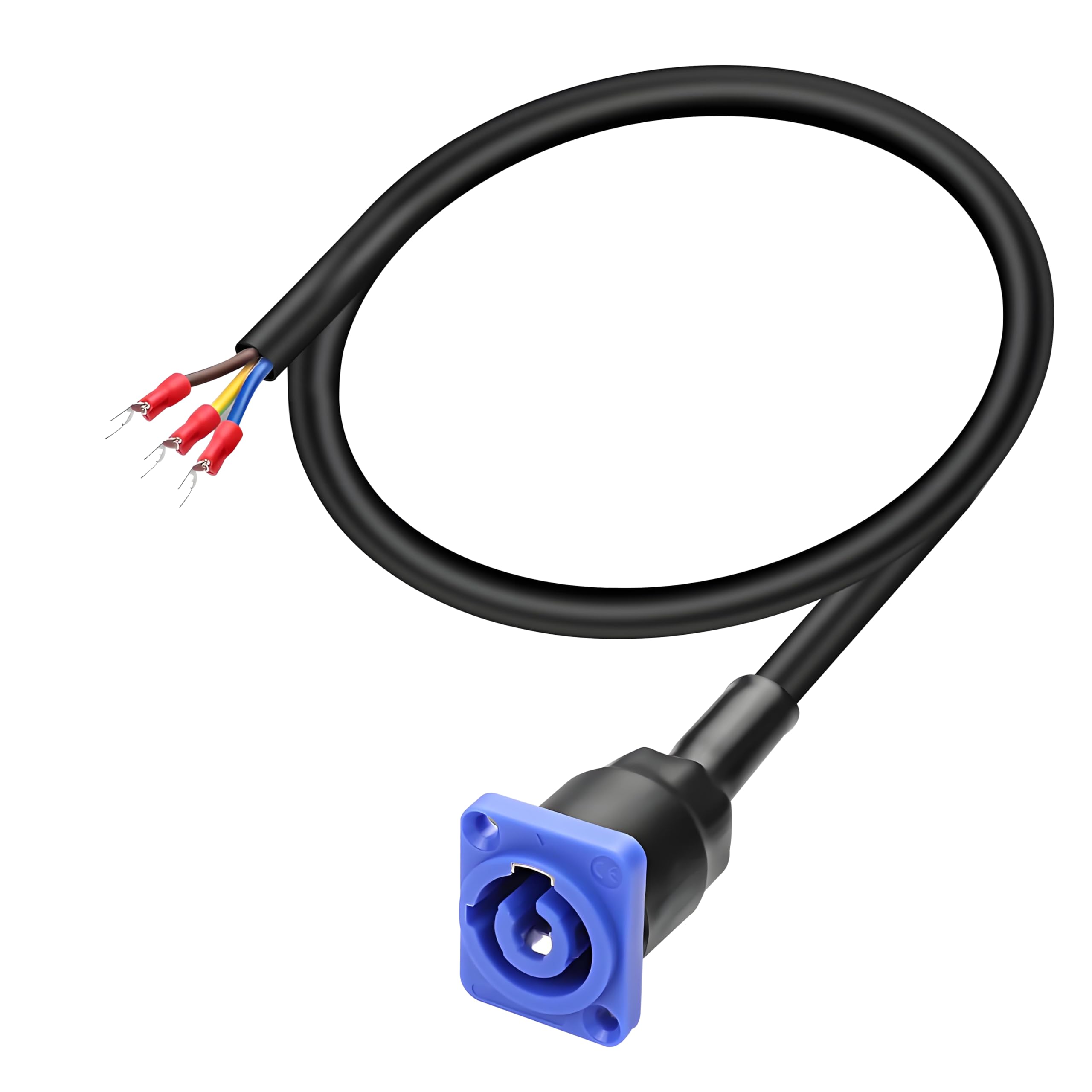 MAYWILLA PowerCon Input Female Panel Mount to Y Spade Plug Cord 16AWG 20A/250V 3 Pin AC Power Jack Scoket Chassis to Fork Spade 