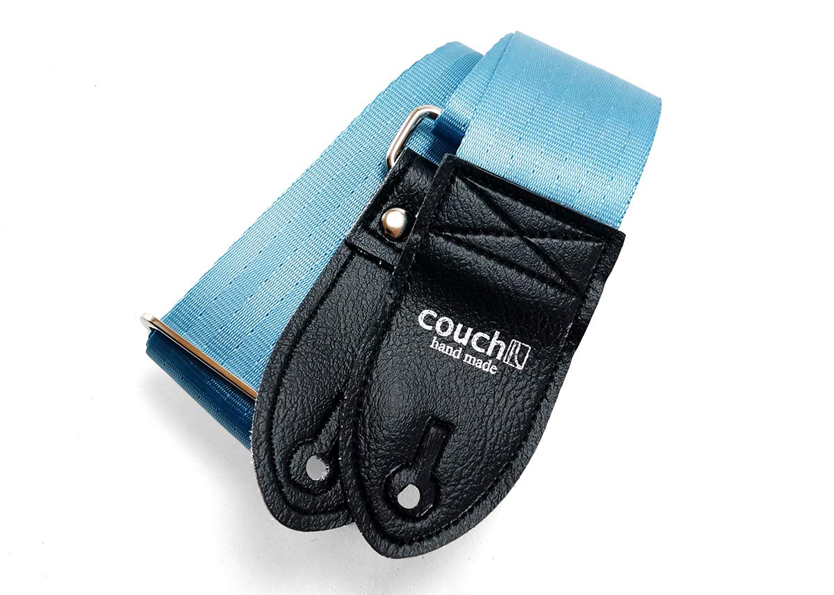 THE ORIGINAL RECYCLED SEATBELT GUITAR STRAP Made in USA by Couch Guitar Straps (Light Blue)