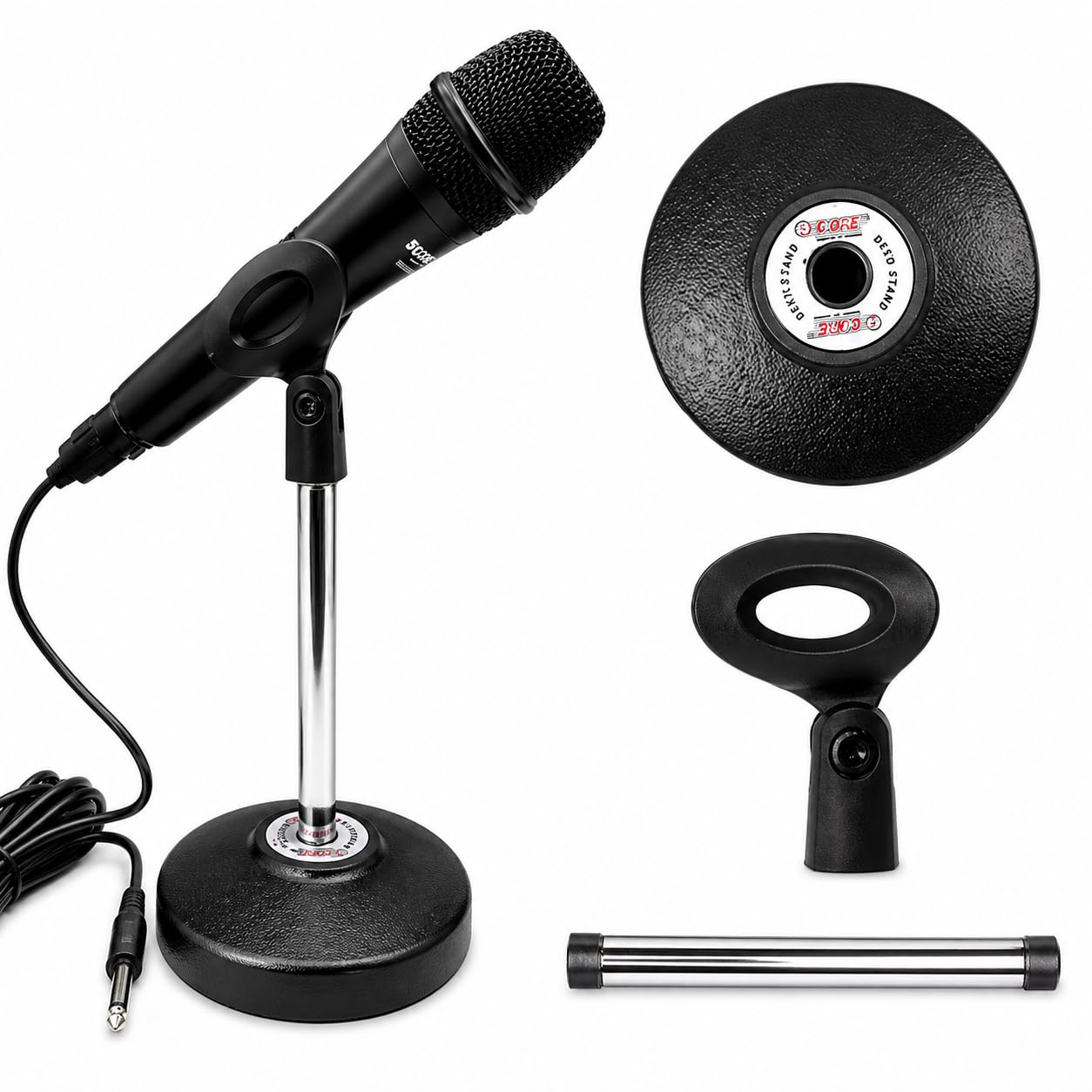 Bloom Media Dynamic Wired Microphone With Stand, Mic Holder, For Conference, Seminar, Karaoke And Stage Use