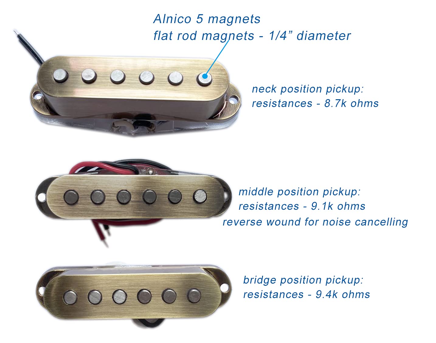 LAMSAM Electric Guitar Pickup Set, High Output Single Coil Pick-up Loaded Alnico 5 Magnets Clear Bobbins Removable Cover, Bridge