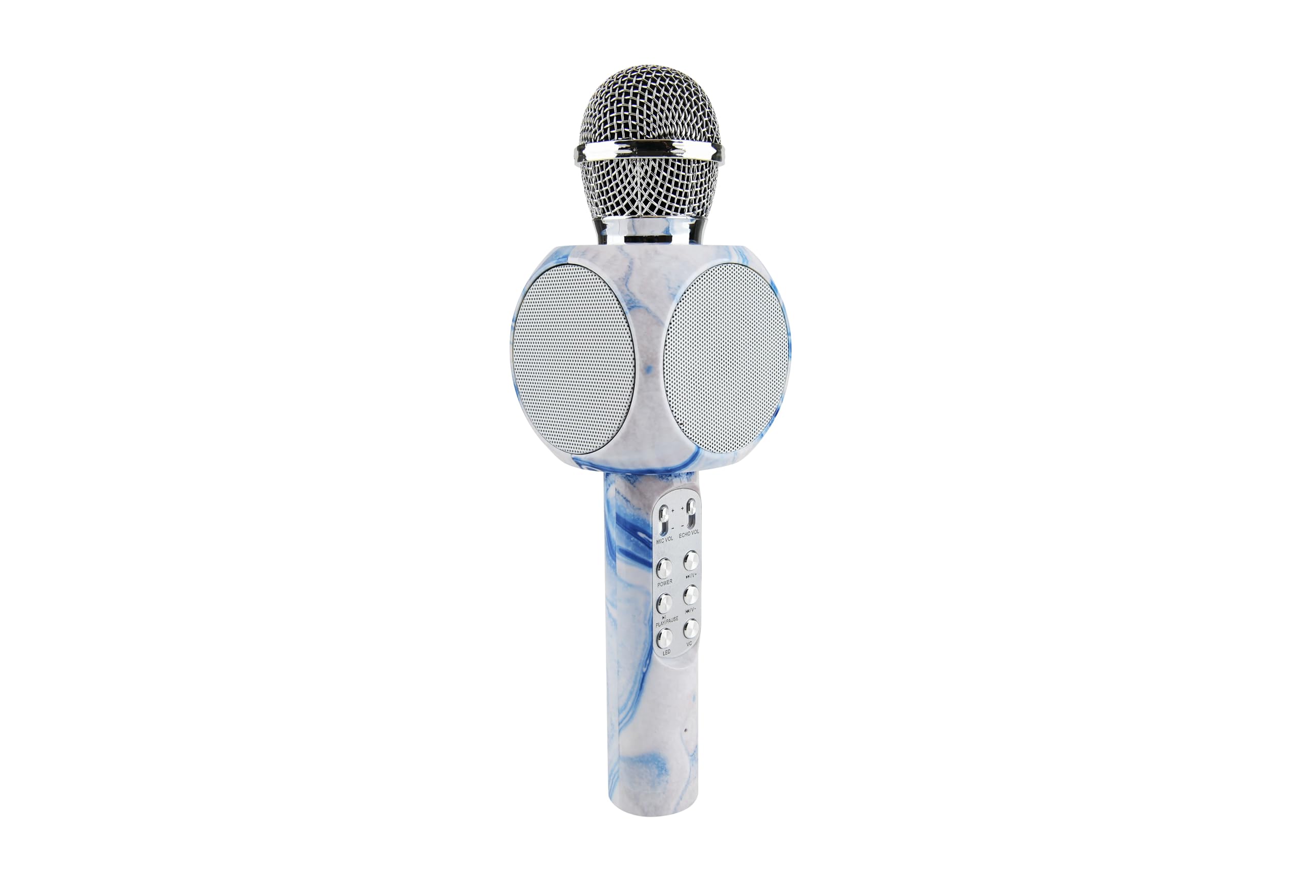 Wireless Express - Sing-Along Bluetooth Karaoke Microphone and Bluetooth Stereo Speaker, Swirl Edition, All-in-One (Swirl Blue)