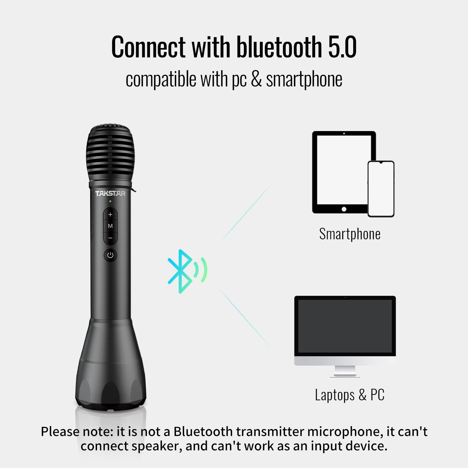 TAKSTAR 2-in-1 Bluetooth Wireless Microphone & Voice Amplifier, Portable Handheld Mic Speaker For Karaoke, Meeting, Outdoors, Sp