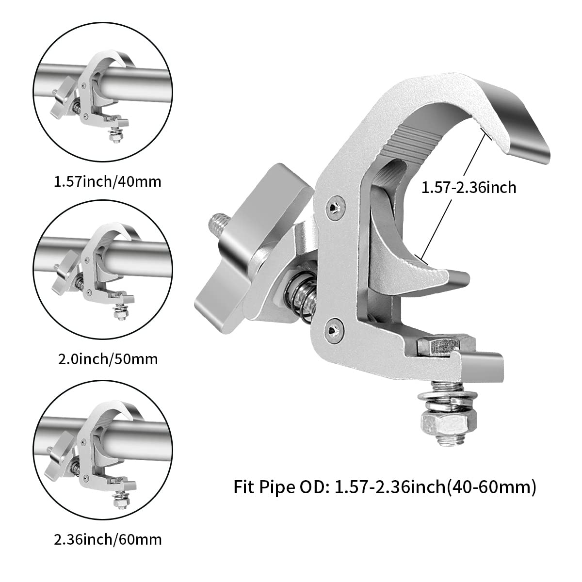 4Pack Heavy Duty Stage Lighting Clamps Hook,330lb Load Capacity Aluminum Alloy Premium Pro Truss Clamps,Fit 40-60mm Truss for Mo