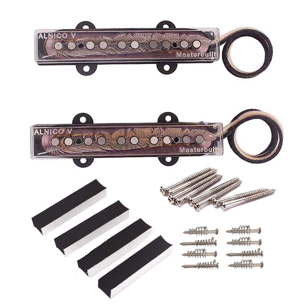 Alnicov 2 Pcs Bass Pickup Humbucker Pickup Set, Open Bridge Pickup for 5 String Jazz Bass JB Electric Bass Guitar