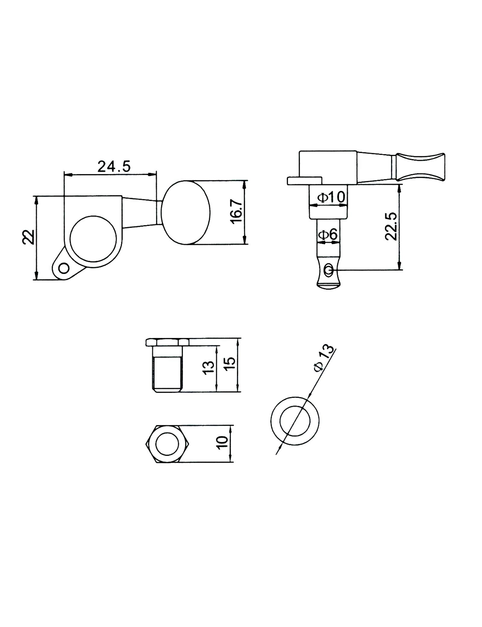 Holmer Guitar String Tuning Pegs Tuning Machines Sealed Machine Heads Grover Tuners Tuning Keys Oval Button 6 In Line for Right