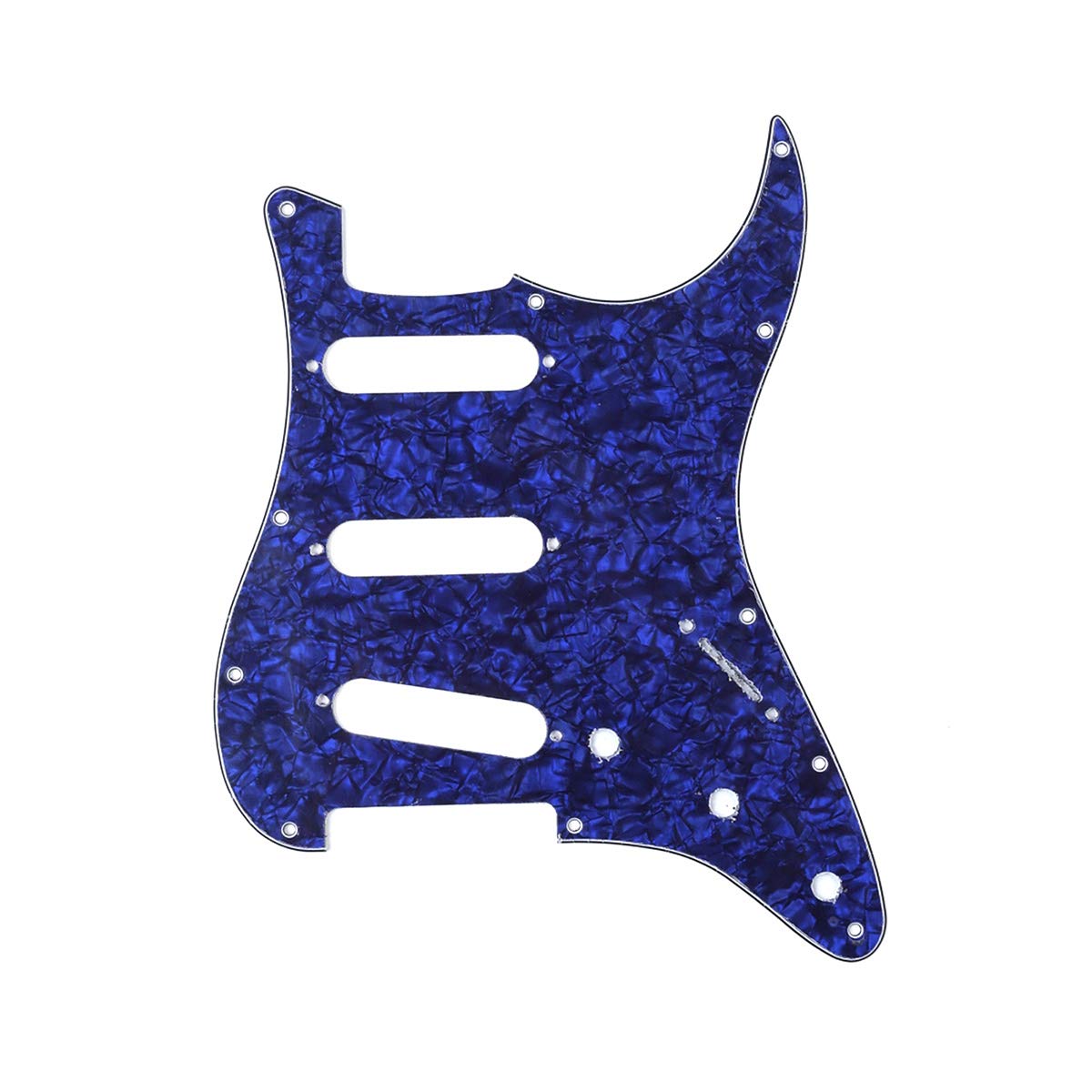 Musiclily SSS 11 Hole Strat Guitar Pickguard for Fender USA/Mexican Made Standard Stratocaster Modern Style, 4Ply Blue Pearl