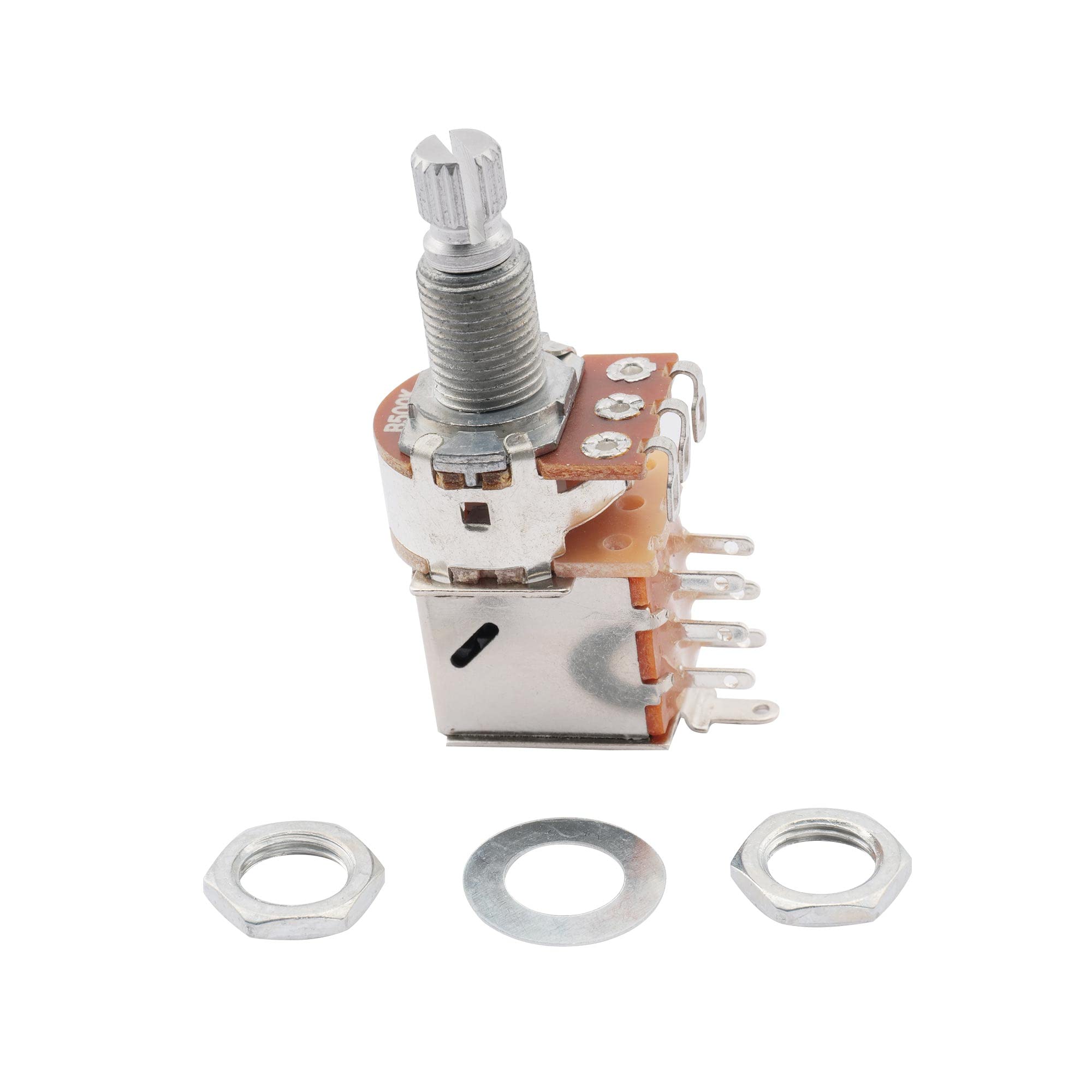 Musiclily Metric 18mm B500k Push Pull Guitar Pots Linear Taper Split Shaft Potentiometers for Electric Guitar or Bass(2 Pcs)