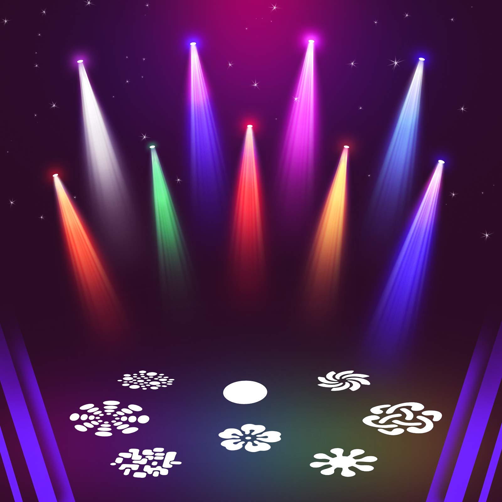 ZKYMZL 25W LED Moving Head Stage Lights - 8 Gobos, 8 Colors, 9/11 Channels, DMX 512, Sound Activated Spotlights Ideal for Weddin