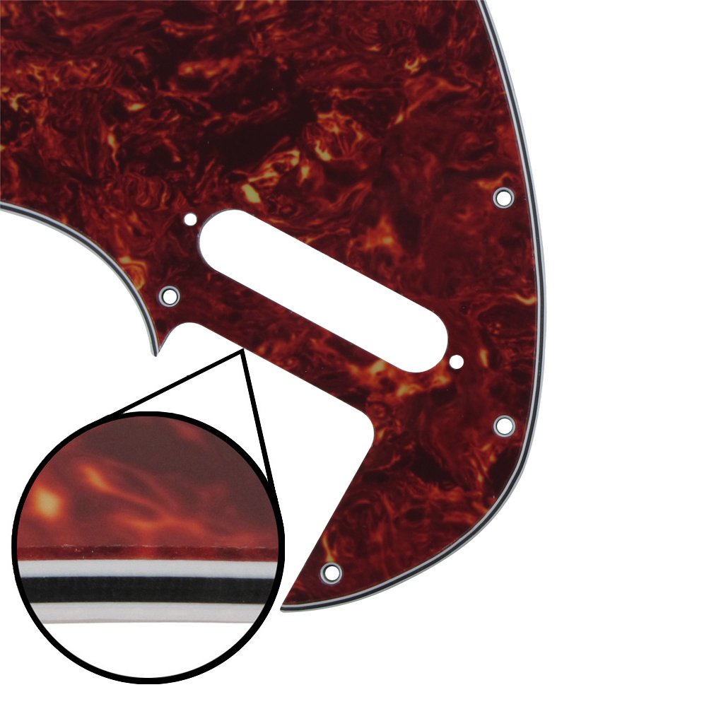 IKN Tele Thinline Pickguard Guitar Pick Guard Plate with Screws Fit 69 Telecaster Thinline Re-issue Guitar Part,4Ply Red Tortois