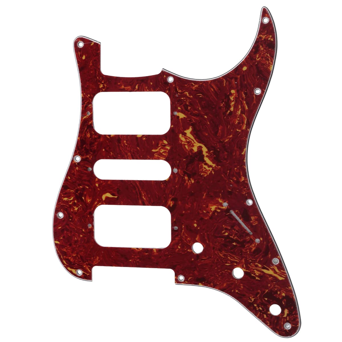 Musiclily Pro 11 Holes Round Corner Hsh Strat Pickguard For American/Mexican Fender Standard Stratocaster Electric Guitar, 4Ply